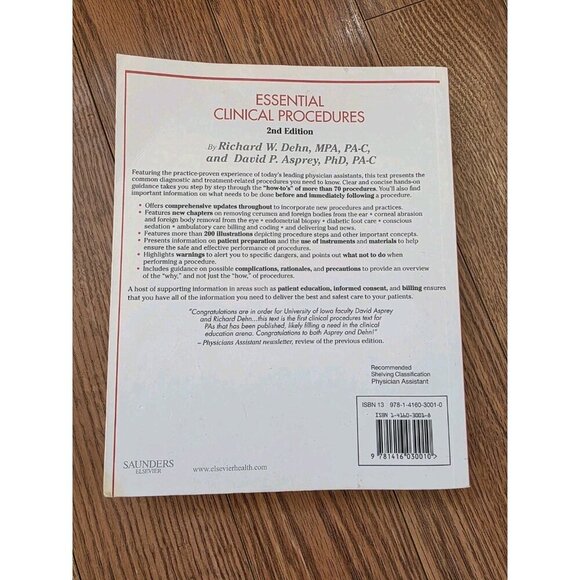 Essential Clinical Procedures Book by Dehn &‎ Asprey 2nd ed. Physician Assistant - Picture 9 of 9